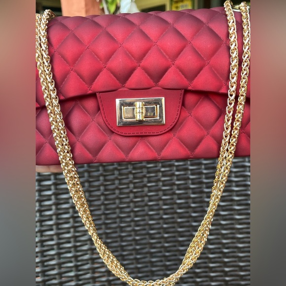 EUC Like NEW Elegant Matte Ruby Red Quilted Multi Function Women's Bag - Picture 1 of 14